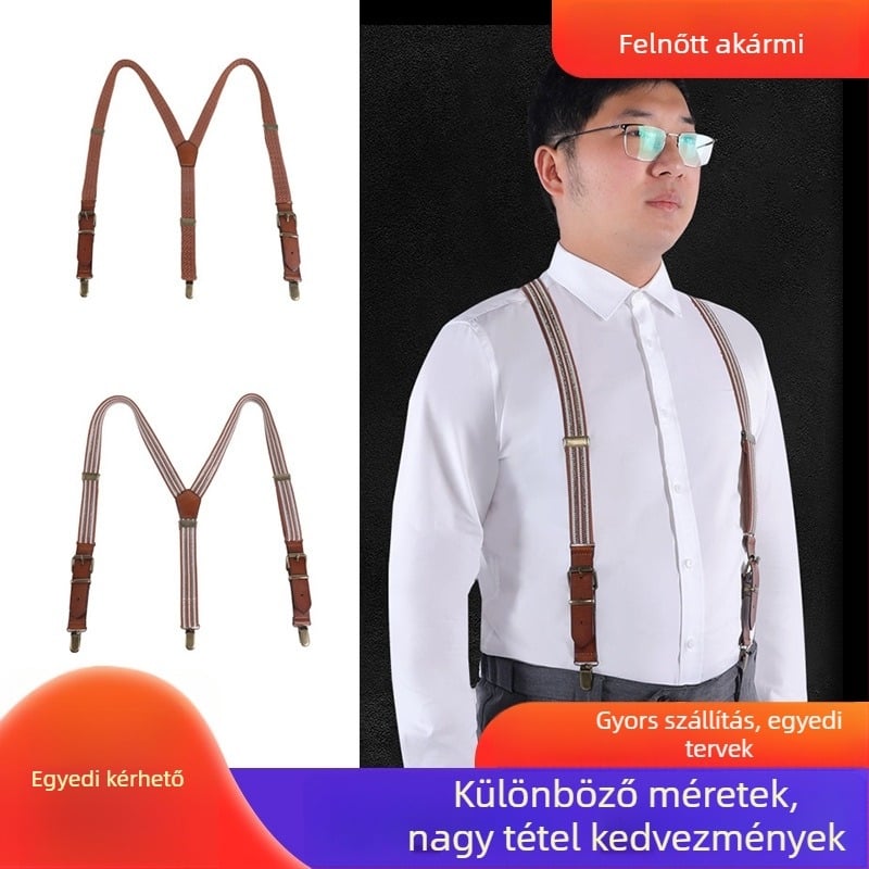 Valódi bőr vállpántok, hátul keresztben, 3 csattal, uniszex felnőtteknek