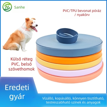 Three-in-One PVC gumírozott szövésű szalag háziállatok számára: edzőpóráz, nyakörv, hám és poggyász fogantyú