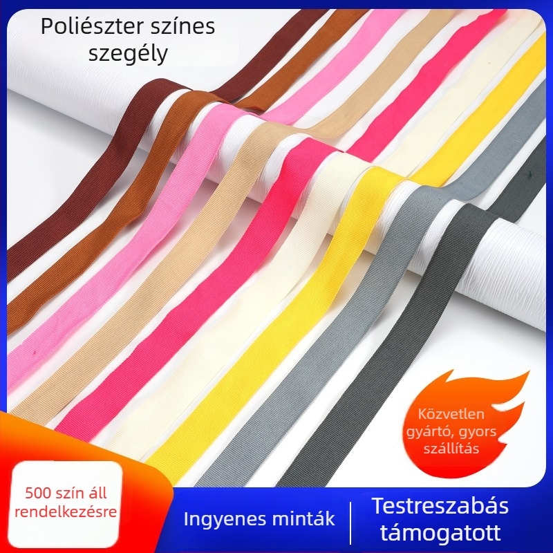 400D poliészter szegélyező szalag, 2,2 cm, színes sima szövésű webbing