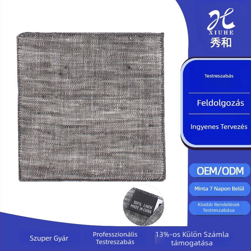 Férfi kender négyszögletes zsebkendő, egyszínű, dekoratív, termékkód: Custom linen square scarf