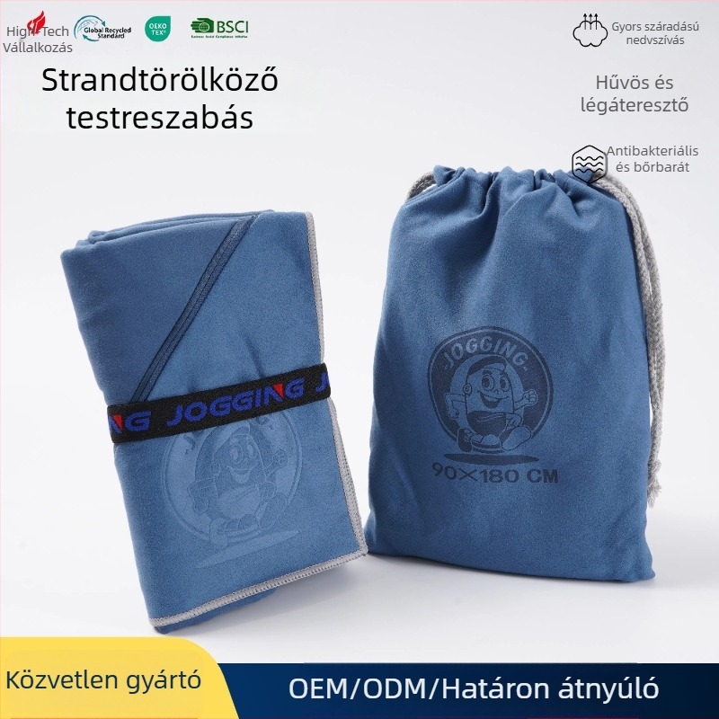 Egyszínű mikroszálas törölköző, dupla oldalas fleece-zsebbel, gyors száradás, lélegző, nedvszívó, kompakt, edzéshez, sporthoz és a strandra