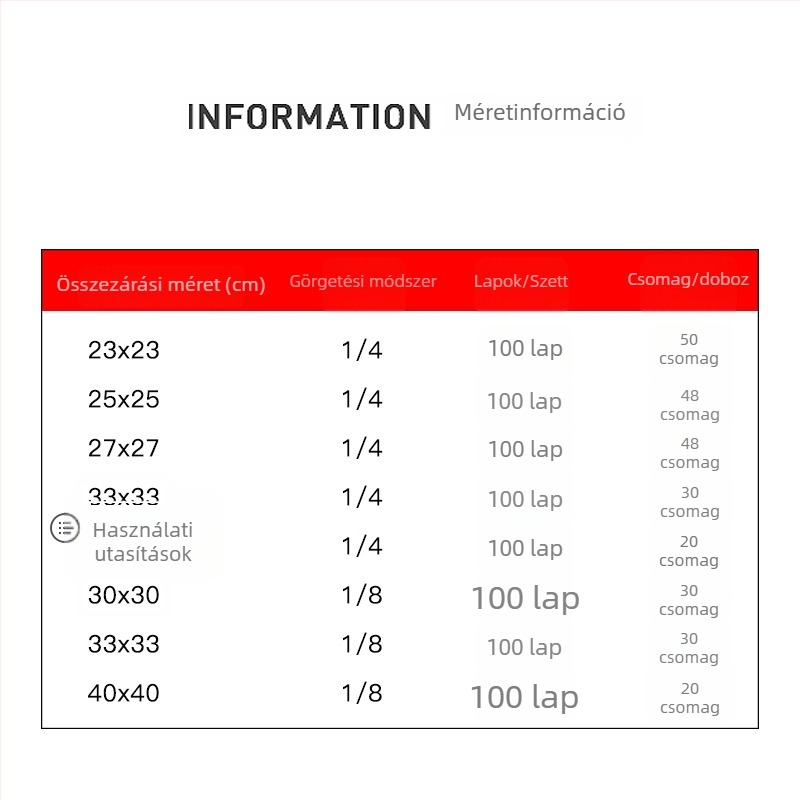 Evőeszközökhöz való szalvétapapír, egy rétegű, 50 lap, virgin cellulóz, prémium osztály, illatmentes, testreszabott feldolgozás, logó nyomható