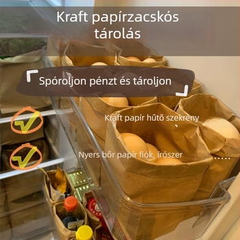 Kraftpapír tároló tasak hűtőbe és konyhába – gyümölcsök és zöldségek rendezése, négyzetes alap
