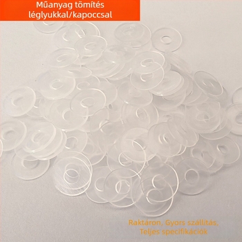 Fehér műanyag eyelet alátét, 633/831, alkalmas snap zárakhoz és I- alakú csatokhoz, átlátszó