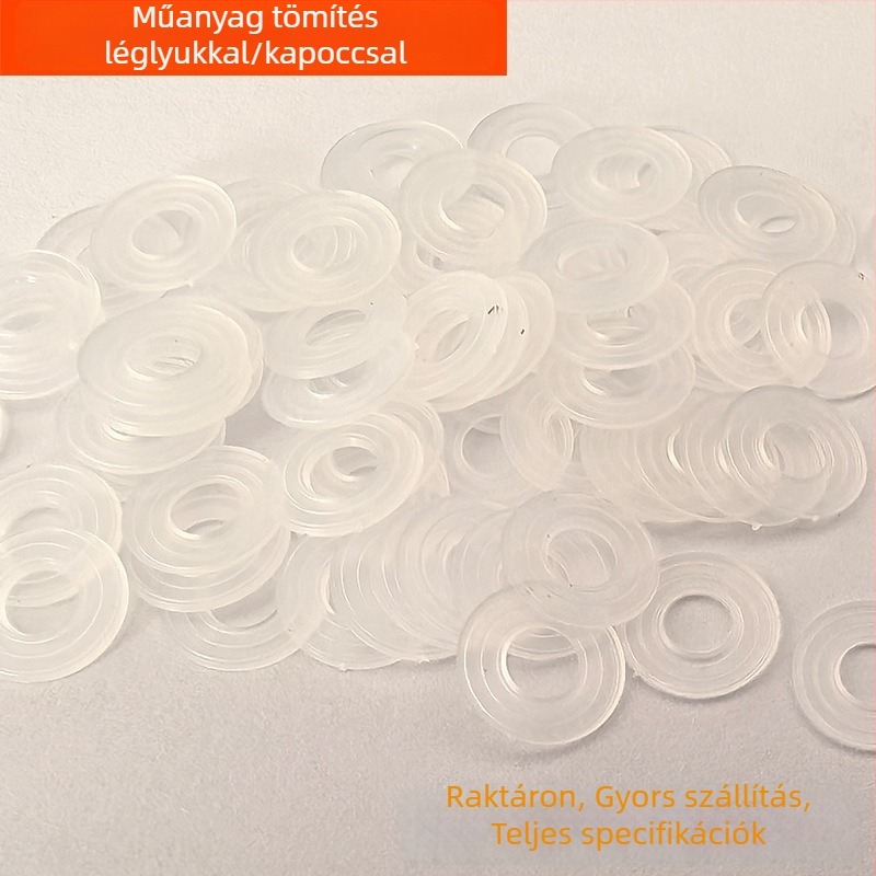 Fehér műanyag eyelet alátét, 633/831, alkalmas snap zárakhoz és I- alakú csatokhoz, átlátszó