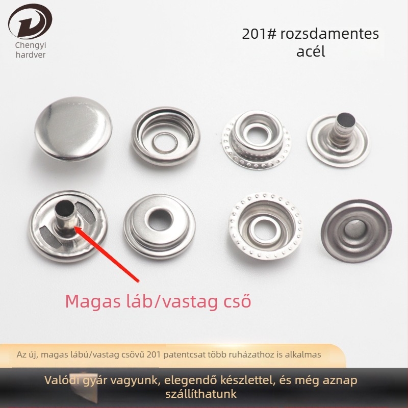 Rozsdamentes acél 201# négyzáras csat kabátokhoz, dzsekikhez és táskákhoz capcsokkal
