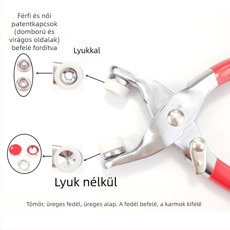 200 színes ötágú csat, varrat nélküli kivitel, szerelési készlet fogókkal