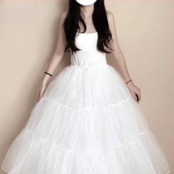 Lolita Petticoat with soft tulle, boneless bustle, mid-length, strong support, lining extension