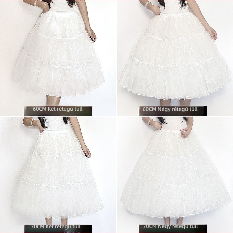 Lolita Petticoat with soft tulle, boneless bustle, mid-length, strong support, lining extension