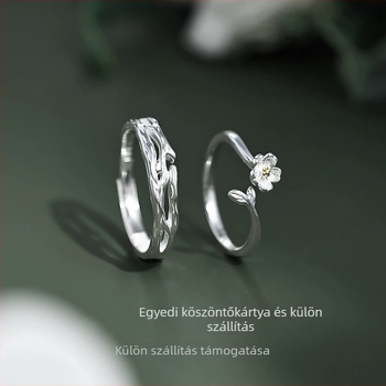 Moli S999 ezüst párgyűrű – levél motívum, elektroplating