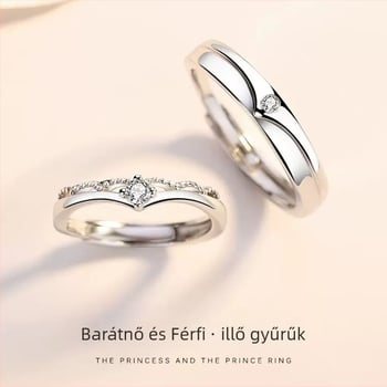 Junli S925 ezüst gyűrű párnak, geometriai mintázat cirkóniával beültetve