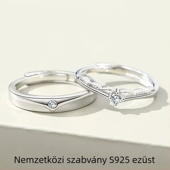 Junli S925 ezüst gyűrű párnak, geometriai mintázat cirkóniával beültetve