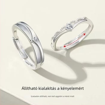 Junli S925 ezüst gyűrű párnak, geometriai mintázat cirkóniával beültetve