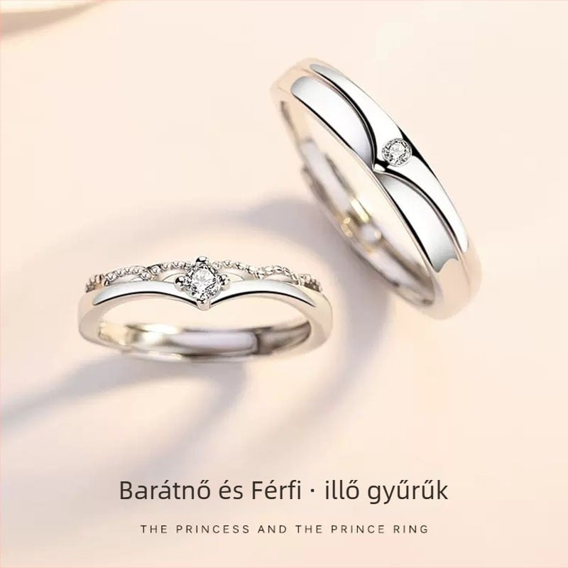 Junli S925 ezüst gyűrű párnak, geometriai mintázat cirkóniával beültetve