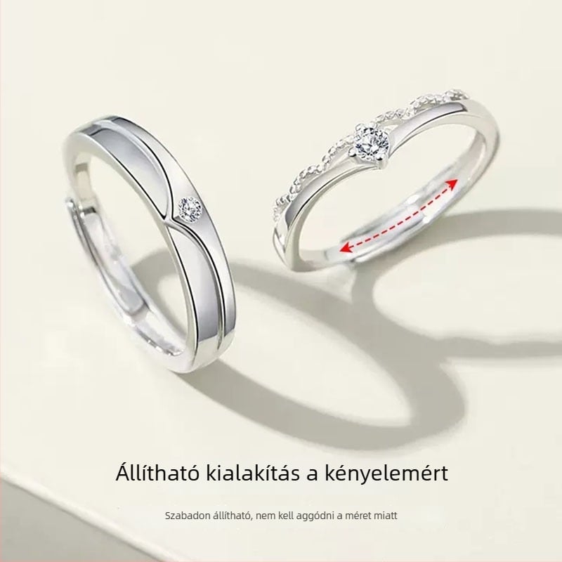 Junli S925 ezüst gyűrű párnak, geometriai mintázat cirkóniával beültetve