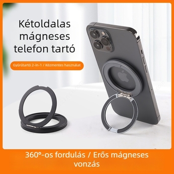MagSafe mágneses telefon-tartó alumíniumötvözet gyűrűvel, 360°-ban forgó, univerzális mobiltelefonokhoz
