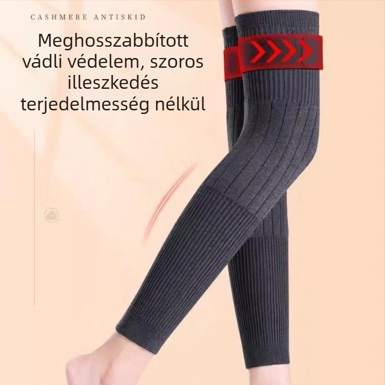Kasmír térdvédők pánttal, uniszex, ízületi védelem, téli meleg
