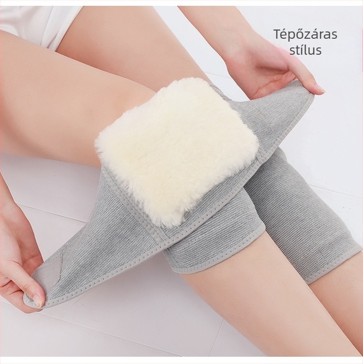 Velcro-záras gyapjú térdvédő, meleg téli kerékpározáshoz, kasmírral, vastított, idős embereknek