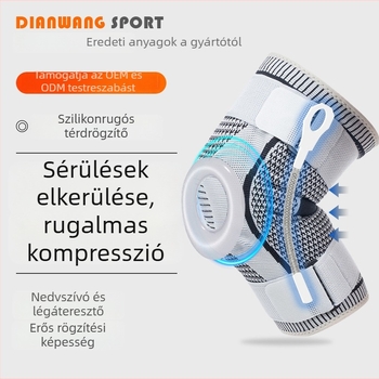 Szabadidős futáshoz és hegymászáshoz készült térdvédő, lélegző kötött, elasztikus, szilikon támogatással