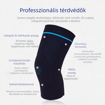 Szabadidős sportokra tervezett térdvédők futáshoz, kosárlabdához és hegymászáshoz, légáteresztőek, izzadságot felszívóak, védő és támasztó hatásúak, téli melegen tartás