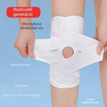 Légáteresztő térdvédő patelláris pánttal és meniszkusz-támogatással kültéri edzésekhez és futáshoz