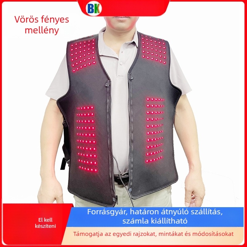 Vörös fény terápiás mellény infravörös fűtéssel a nyaki gerinc és vállak számára, 12V, 6W, 45–65°C, 3-fokozatú hőmérséklet-szabályozás