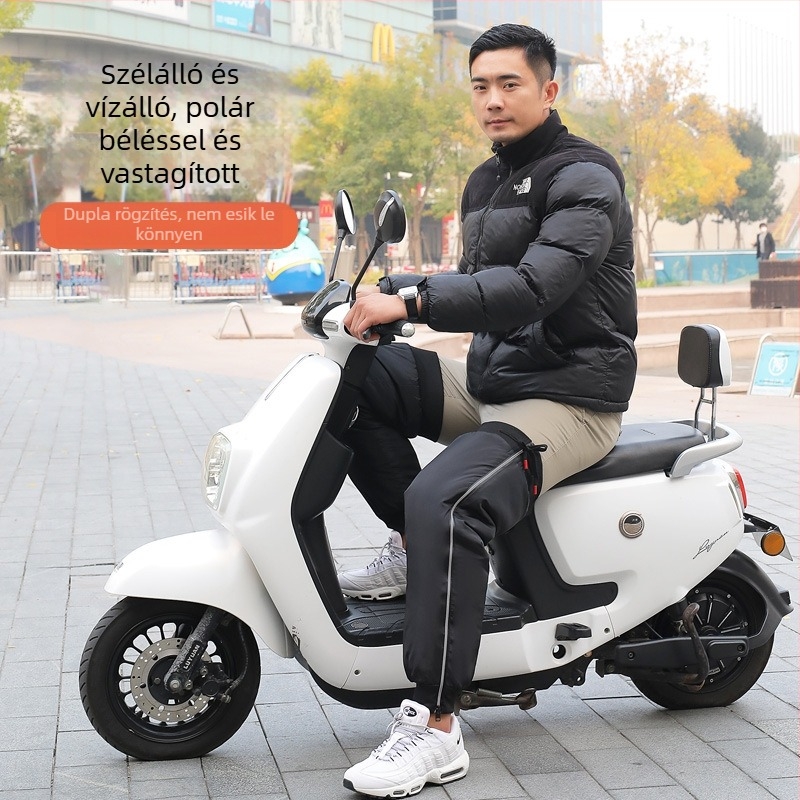 Téli motorkerékpáros térdvédők fleece belsővel, szélállóak és vízállóak, védelem a térdnek és a lábszárnak
