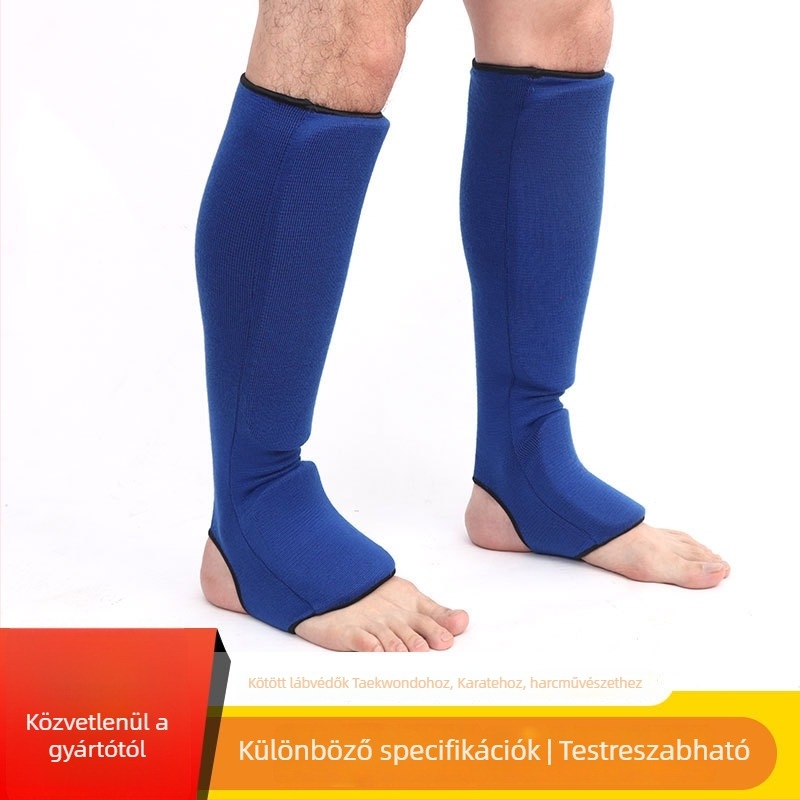Kötött sípcsont- és lábfejvédők Taekwondo, Karate, Muay Thai és Sanda sportokra EVA párnázással