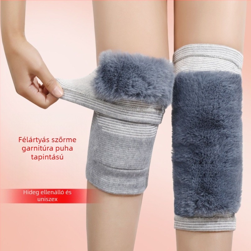 Téli térdkalapok műnyúl szőrrel, fleece béléssel és vastag kivitelben kerékpározáshoz, férfiak, nők és idősek számára