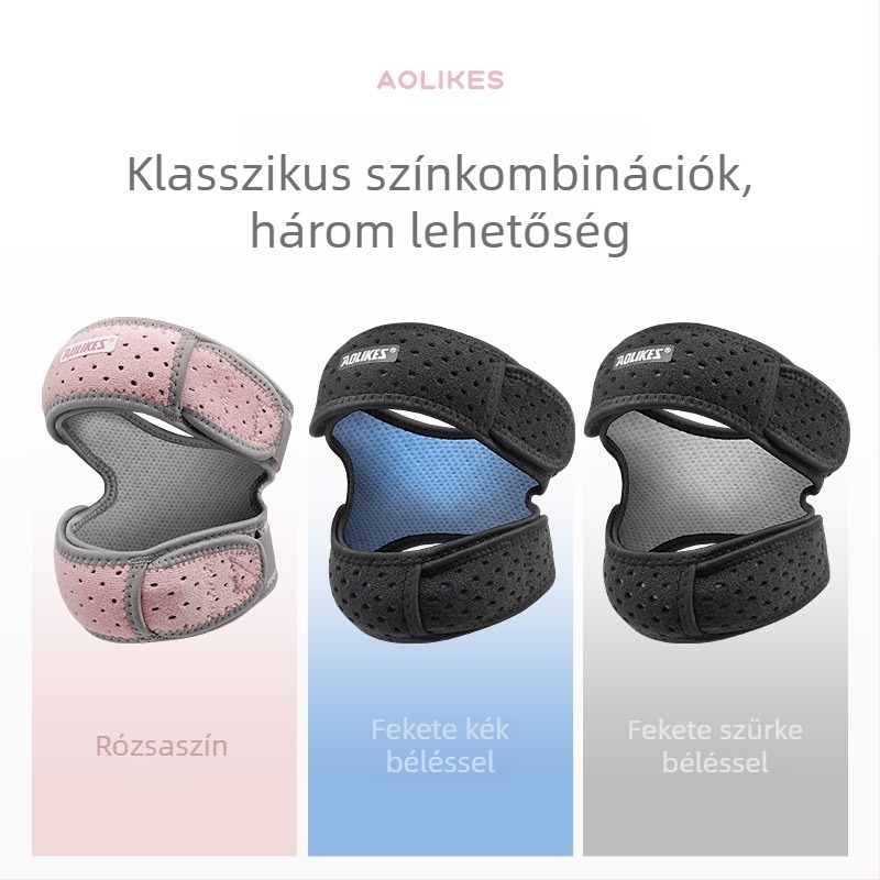 Térdkalács védő légáteresztő kompressziós anyaggal – nylon/spandex/poliészter; alkalmas kosárlabdára, futballra és futásra; tömeg 84 g