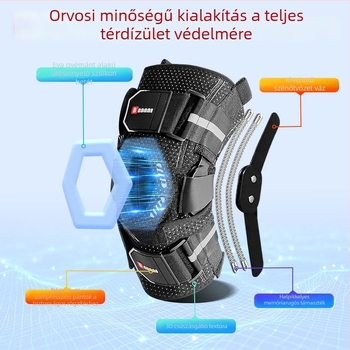 Orvosi térdízületi ortézis meniszkusz, szalag és patella sérülései esetén, ízületi folyadék támogatással, magas intenzitású sportokra és felépülésre