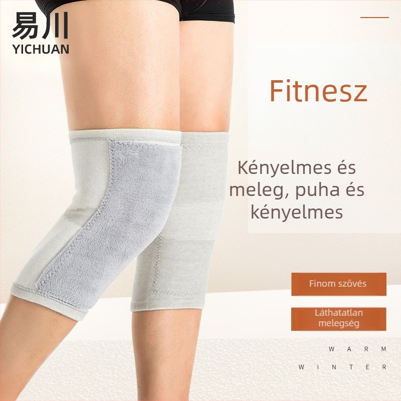 Őszi–téli meleg térdvédő fleece béléssel, négyirányú elasztikussággal, vastagabb a hideg elleni védelemért és a nedvesség elvezetéséért, sport- és fitnesz térdvédő