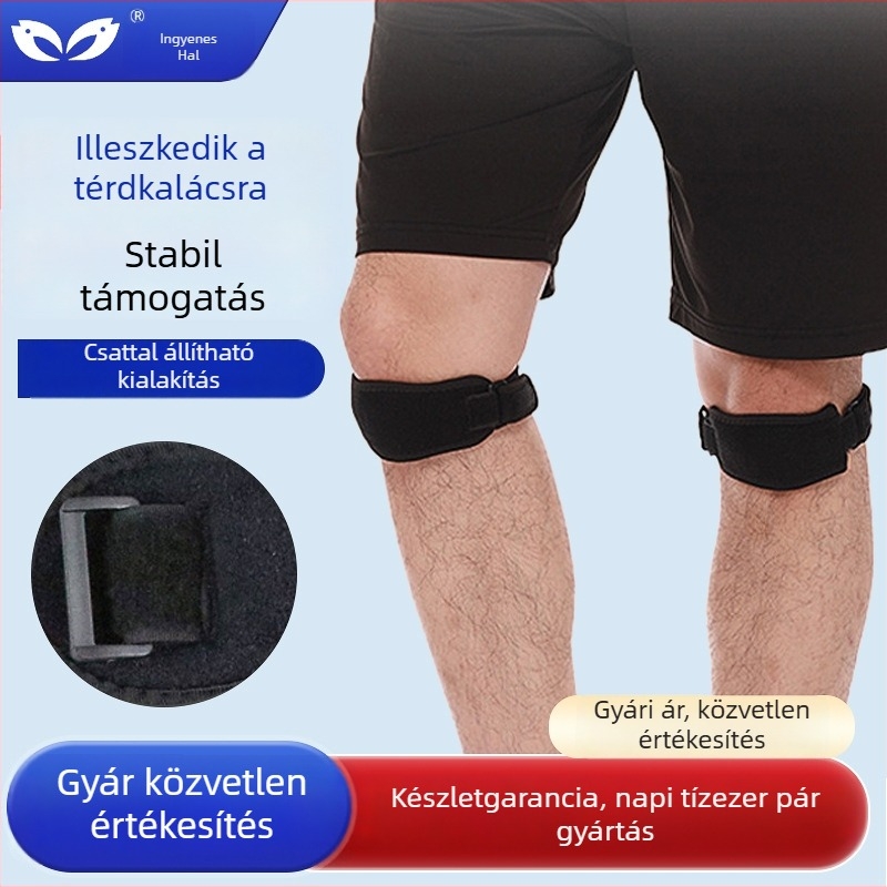 Patellás térdprotektor – Sportos térdvédő futáshoz, kerékpározáshoz, túrázáshoz és kosárlabdához; anyagok: poliészter szál, nylon