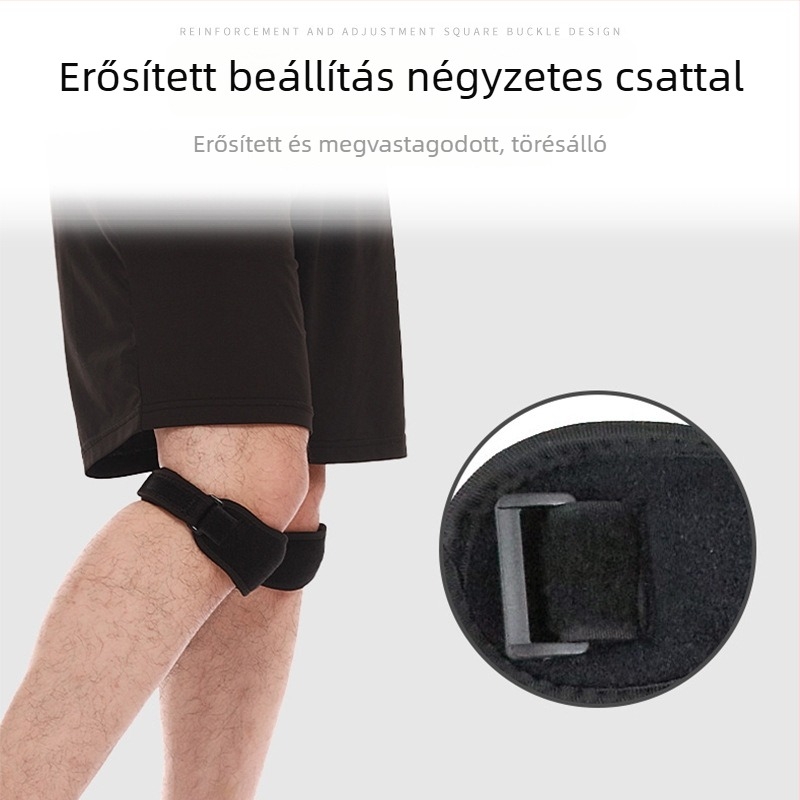 Patellás térdprotektor – Sportos térdvédő futáshoz, kerékpározáshoz, túrázáshoz és kosárlabdához; anyagok: poliészter szál, nylon