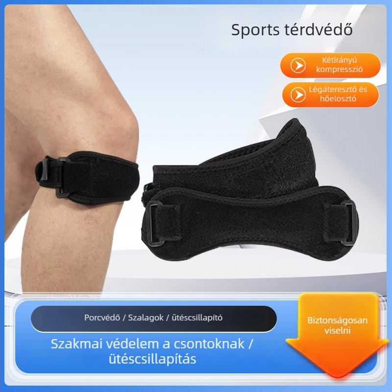 Térdvédő öv ütéscsillapítással futáshoz, hegymászáshoz és kosárlabdához – felnőtt, pamut és nylon, műanyag csat