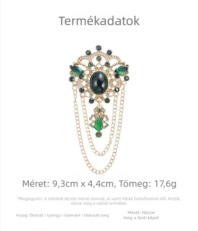 Ötvözetből készült korona bross, vintage stílusú, galvanizált felülettel, uniszex kiegészítő