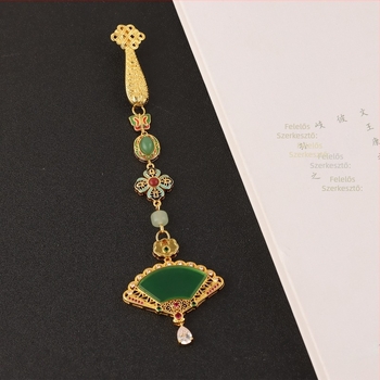 Réz brooch Hanfu-hoz, retro kínai stílusú ventilátor motívummal, elektroplatírozott felülettel, dekoratív kiegészítő nőknek