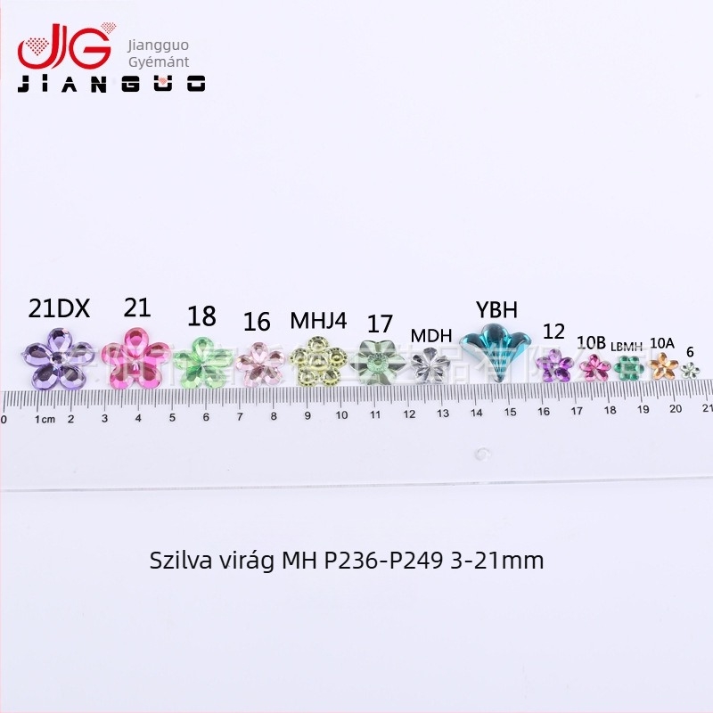 Plum Blossom kristályok, akrilból, sík hátú, DIY divatkiegészítők ruhákhoz, bőr kézitáskákhoz és esküvői cipőkhöz