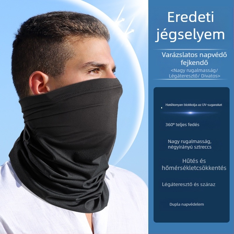 Ice Silk UV-védő arcmaszk kültéri sportokra, hűsítő fejkendő nyári kerékpározáshoz, porvédő
