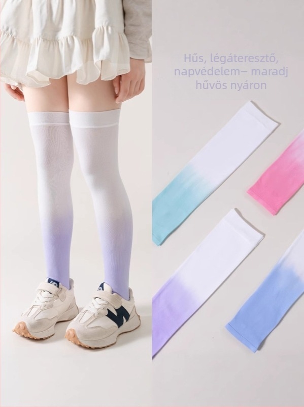 Lányoknak készült nylon Jacquard lélegző combközépig érő zoknik, 3–8 éveseknek