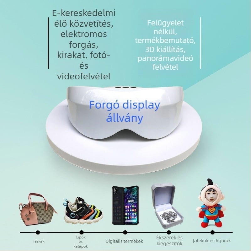 Elektromos forgó kijelzőtartó ékszerek és figurák számára, automatikus forgóasztal élő közvetítéshez és panorámás videófelvételhez