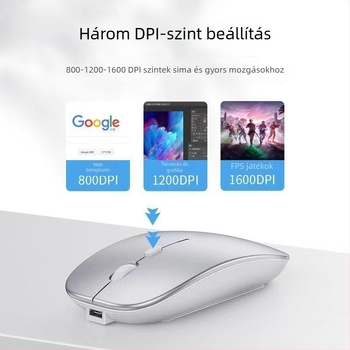 Optikai egér - Dual módban Bluetooth + 2.4G, 1600 DPI, USB interfész, Ergonomikus dizájn