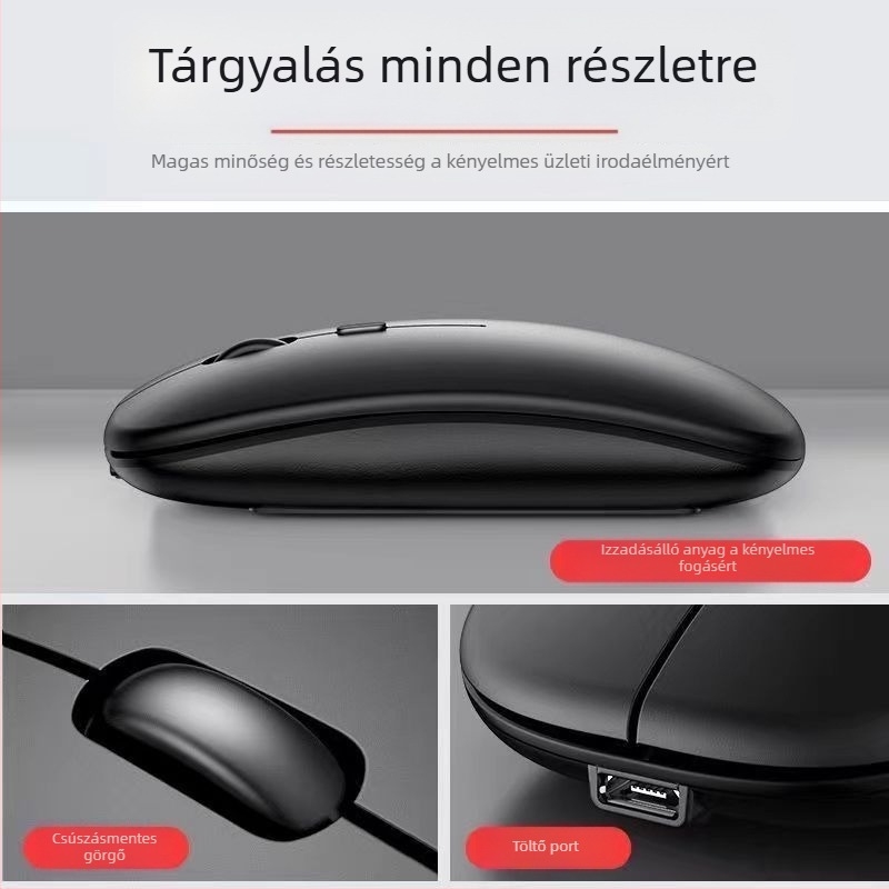 Optikai egér - Dual módban Bluetooth + 2.4G, 1600 DPI, USB interfész, Ergonomikus dizájn