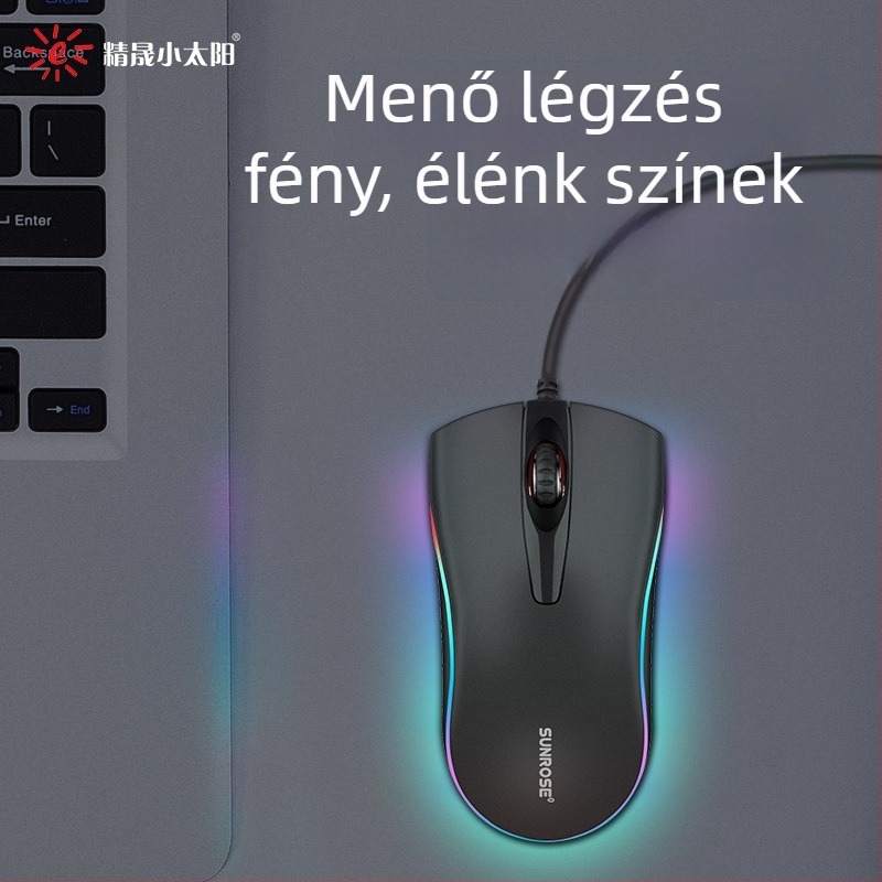 USB optikai egér, vezetékes, 1000 DPI, 3 gomb, ergonómikus, állítható felbontás 5 szintig, négyirányú görgő