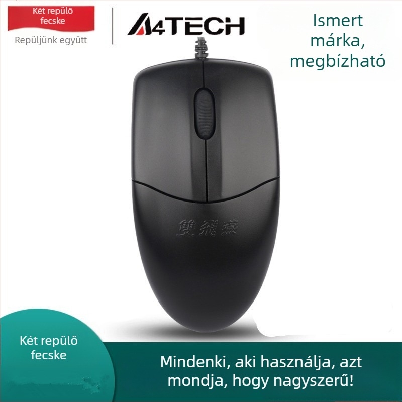 OP-520 optikai egér, USB-kábellel, 1000 DPI, 3 gomb