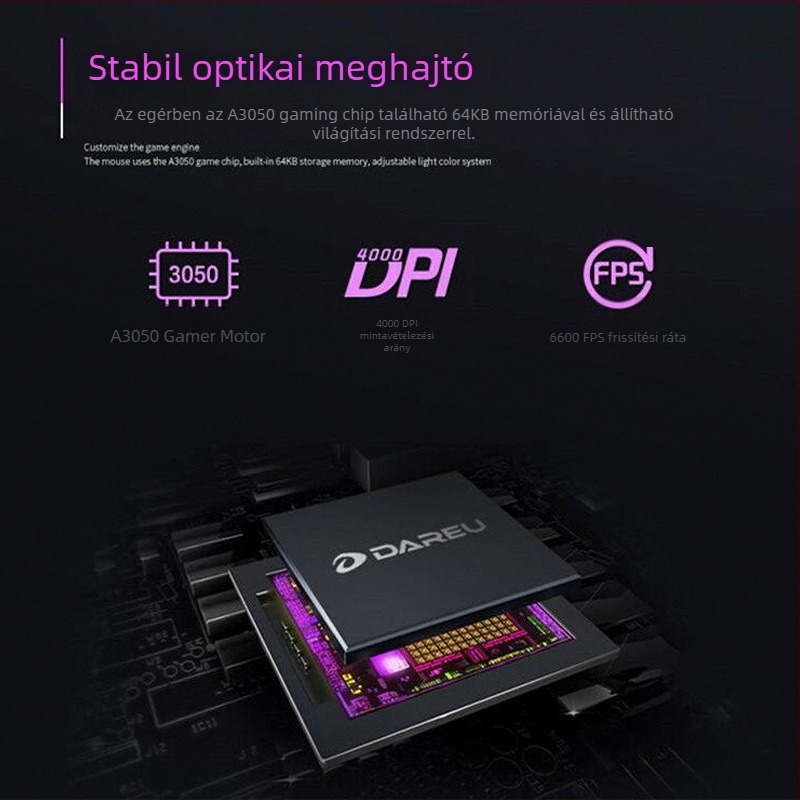 Daryo L.M125 kábeles játék egér - 7 gomb, 4000 DPI, optikai szenzor, ergonikus kialakítás, USB