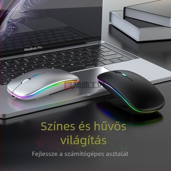 Vezeték nélküli hangtalan egér, 2,4 GHz, kétmódos világítás, lézeres érzékelő, ergonómikus kialakítás (DN03)