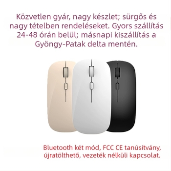 Boboro vezeték nélküli Bluetooth optikai egér, 1000dpi, 2 gomb, ergonikus kialakítás, 2,4 GHz-es vezeték nélküli kapcsolattal, laptop-kompatibilis