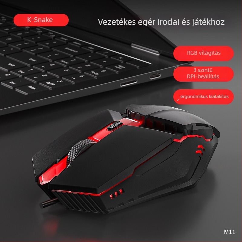 Viper M11 optikai USB kábeles gamer egér, 3 gombbal, 3 szintű felbontás