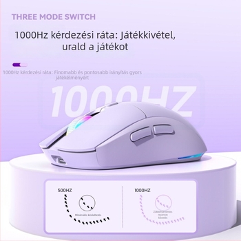 Három módú optikai egér USB-kábeles, 2.4G és Bluetooth kapcsolattal; újratölthető; akár 12000 DPI; 6 gomb